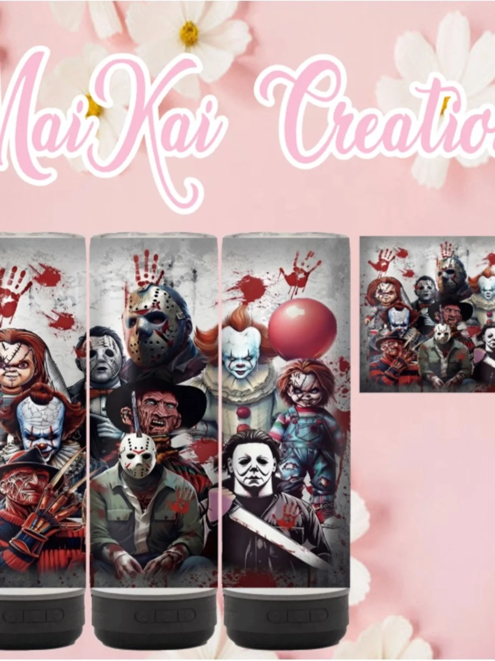 Horror Icons custom speaker tumbler